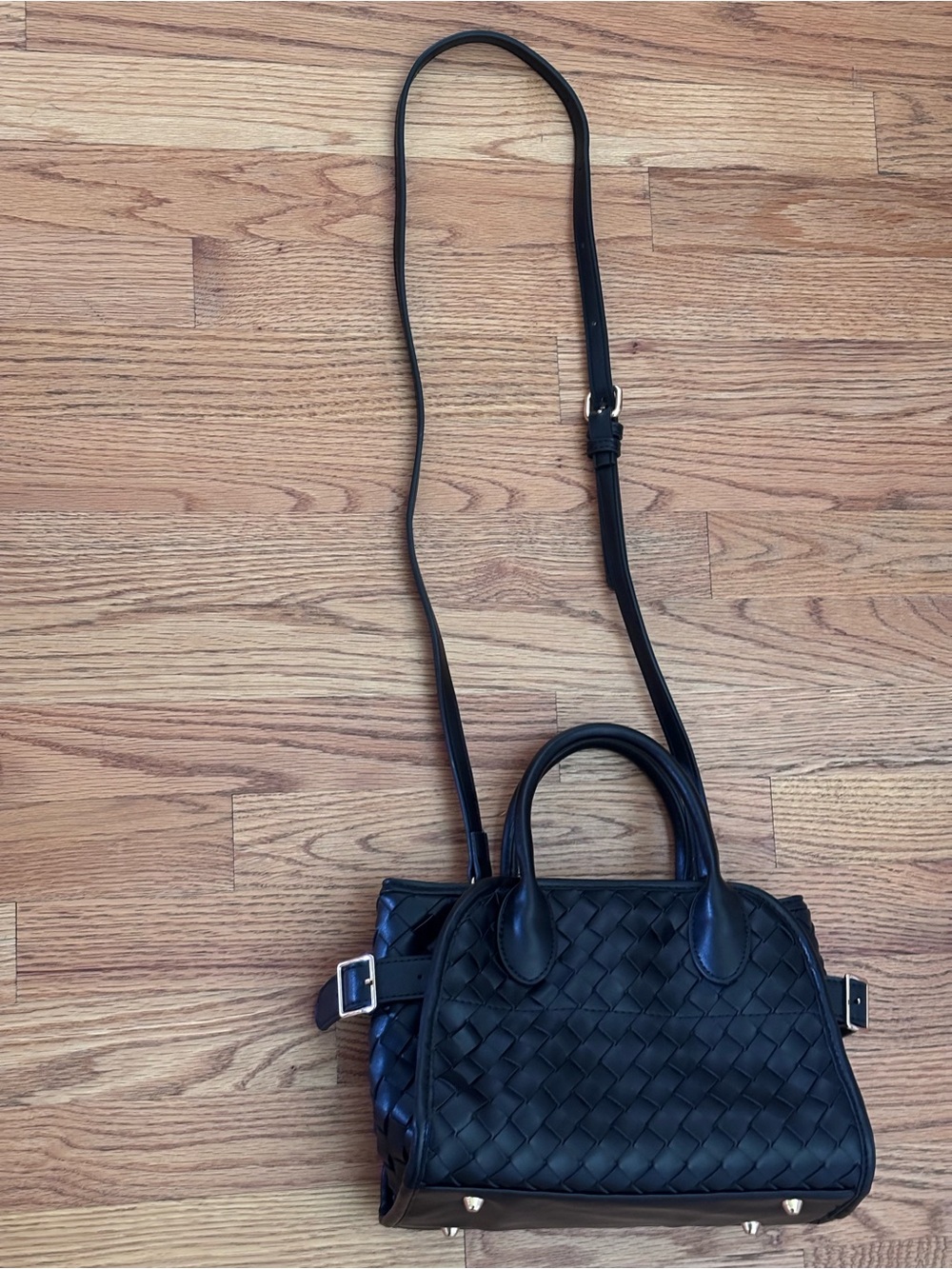 Urban Expressions Black Woven Satchel Crossbody Bag Like New